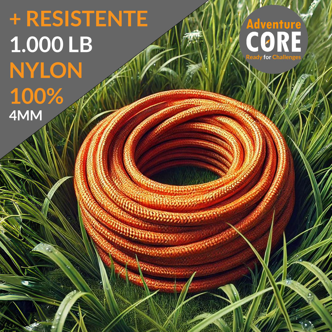 Cuerda Paracord Nylon 1000 LB 12 Hebras Más Resistente 4mm Naranjado Reflectivo